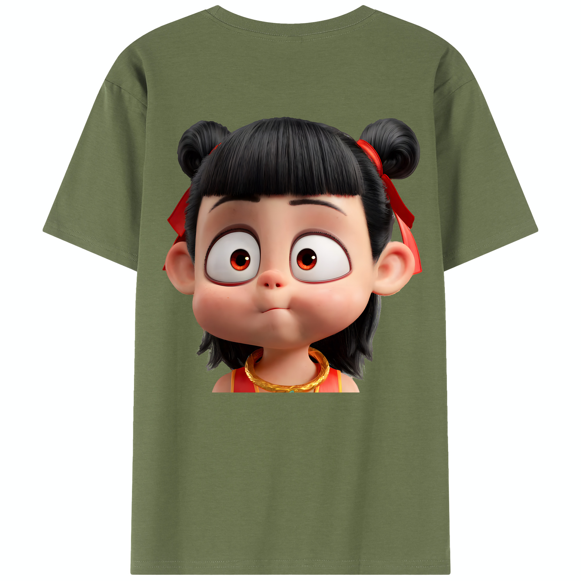 （画像用） Ne Zha 2 ナタ 魔童の大暴れ 綿100％半袖Tシャツ（背面プリント）